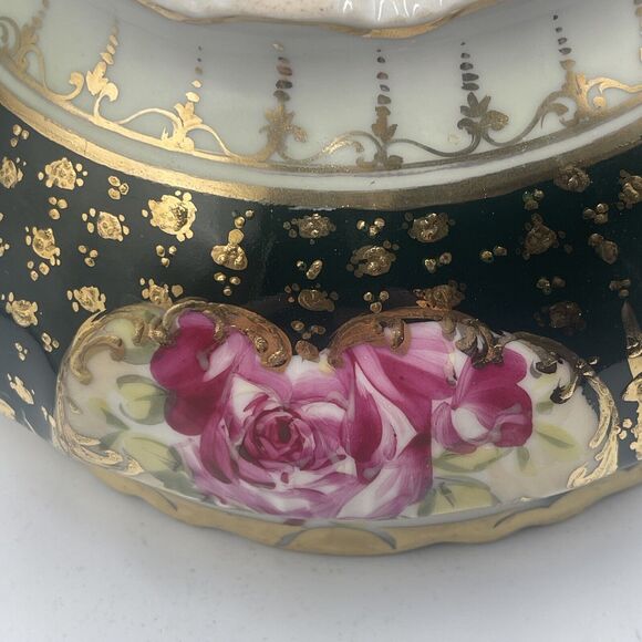 VTG Japanese‎ Porcelain Moriage Hand Painted 2 Handles Covered Serving Bowl Gold - Picture 14 of 15